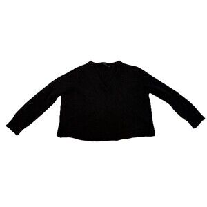 Jenni Kayne Cashmere Sweater 1X  Women Sz S Cropped Black Oversized V-Neck